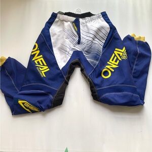 O’Neal Element Youth 28 Riding Pants MX MTB BMX Blue Yellow Riding Pants Trail